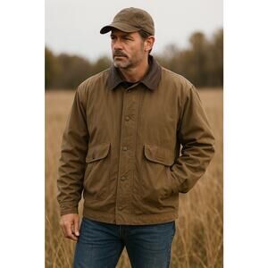 Vintage Browning Fleece Lined Field Jacket Men's XL Leather Collar 304-459